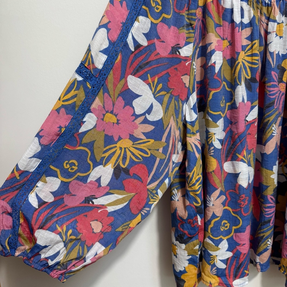 Zac & Rachel Floral Flowy Boho Peasant Top 3X - Picture 5 of 14